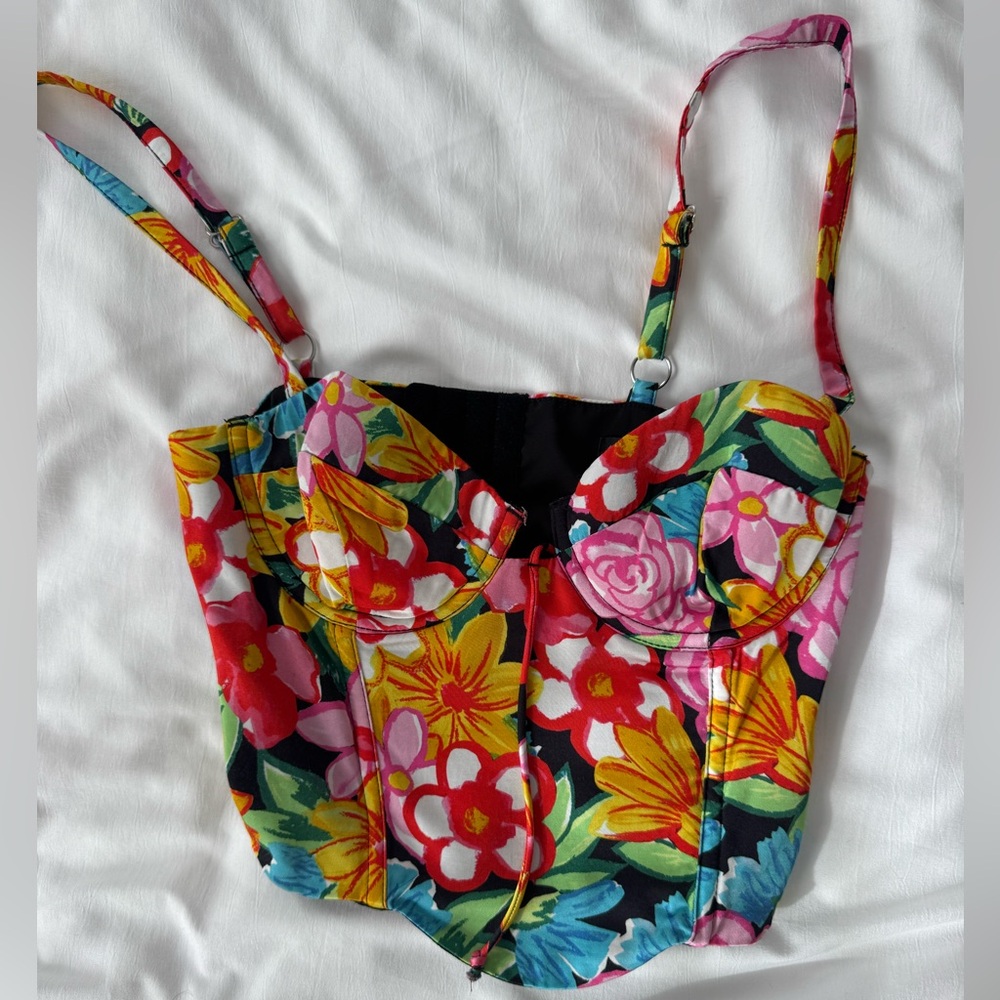 For Love and Lemons Colorful Flowers Corset